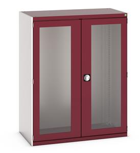 40022022.** cubio cupboard with window doors. WxDxH: 1300x650x1600mm. RAL 7035/5010 or selected